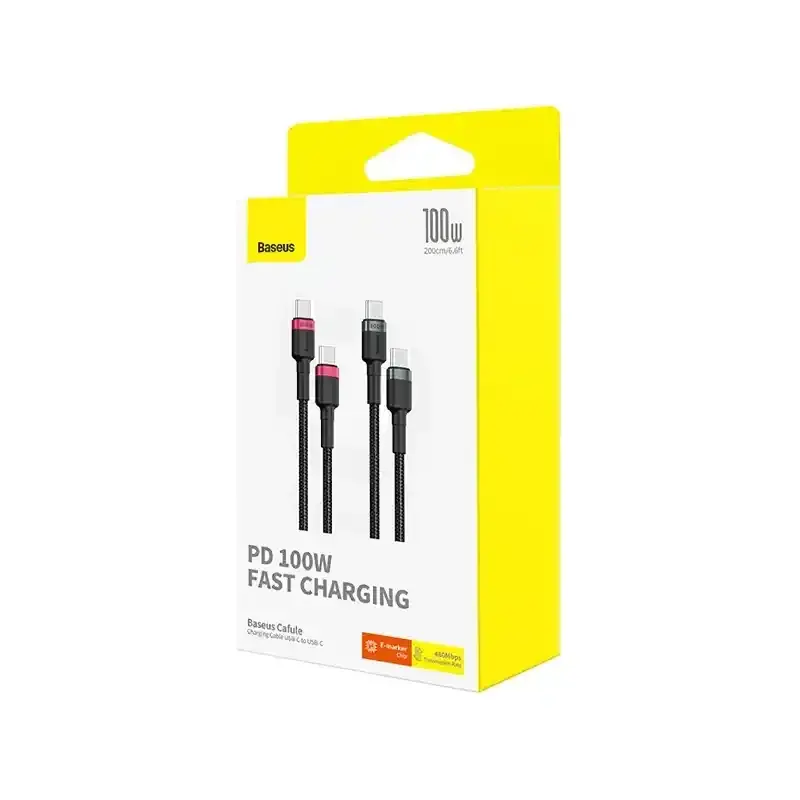 کابل شارژ Type-C to Type-C باسئوس مدل Cafule Series با طول 2 متر 100 وات (2عددی) - Image 5