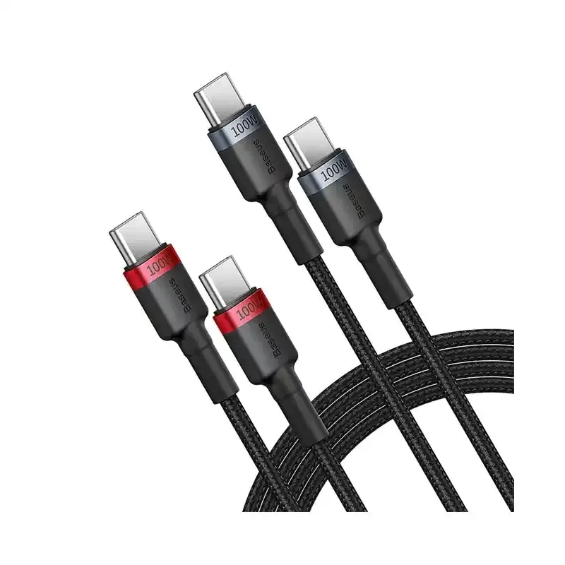 کابل شارژ Type-C to Type-C باسئوس مدل Cafule Series با طول 2 متر 100 وات (2عددی) - Image 2
