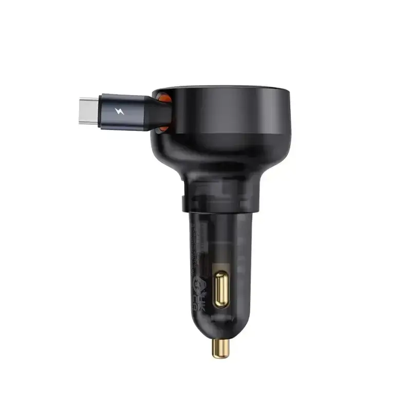 شارژر فندکی باسئوس مدل Enjoyment Pro Car Charger U+Retractable Type-C توان 60 وات - Image 4