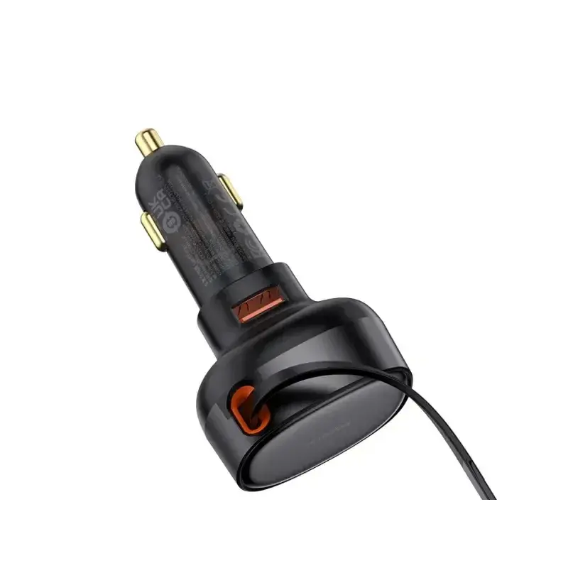 شارژر فندکی باسئوس مدل Enjoyment Pro Car Charger U+Retractable Type-C توان 60 وات - Image 3
