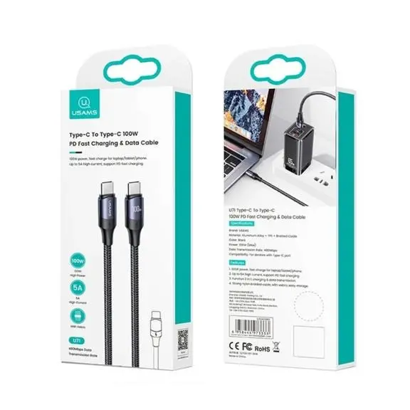 کابل شارژ USB-C to USB-C یوسمز مدل US-SJ526 با طول 3 متر توان 100 وات - Image 2