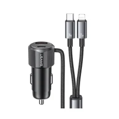 شارژر فندکی یوسمز مدل CC287 A+C Dual-port Car Charger C+L 2in1 Cable توان 66 وات