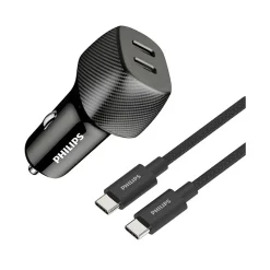 شارژر فندکی فیلیپس مدل DLP5522CC Dual Port USB-C Car Charger توان 60 وات