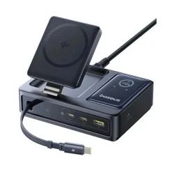 شارژر رومیزی باسئوس 5 پورت مدل Nomos Qi2 با توان140 وات