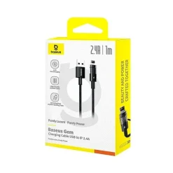 کابل شارژ USB-A to iP باسئوس مدل P10373003111-00 با طول 1متر 2.4 آمپر