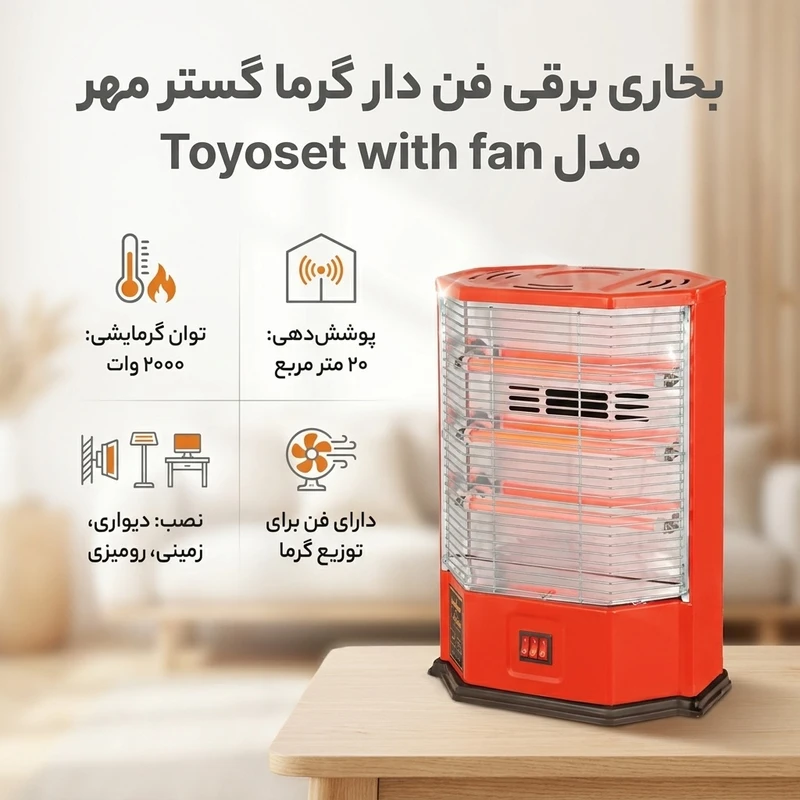 بخاری برقی ایستاده فن دار مهرگستر تویست - Image 2